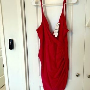 Bright pink Zara mini dress never been worn adjustable straps wrap over detail